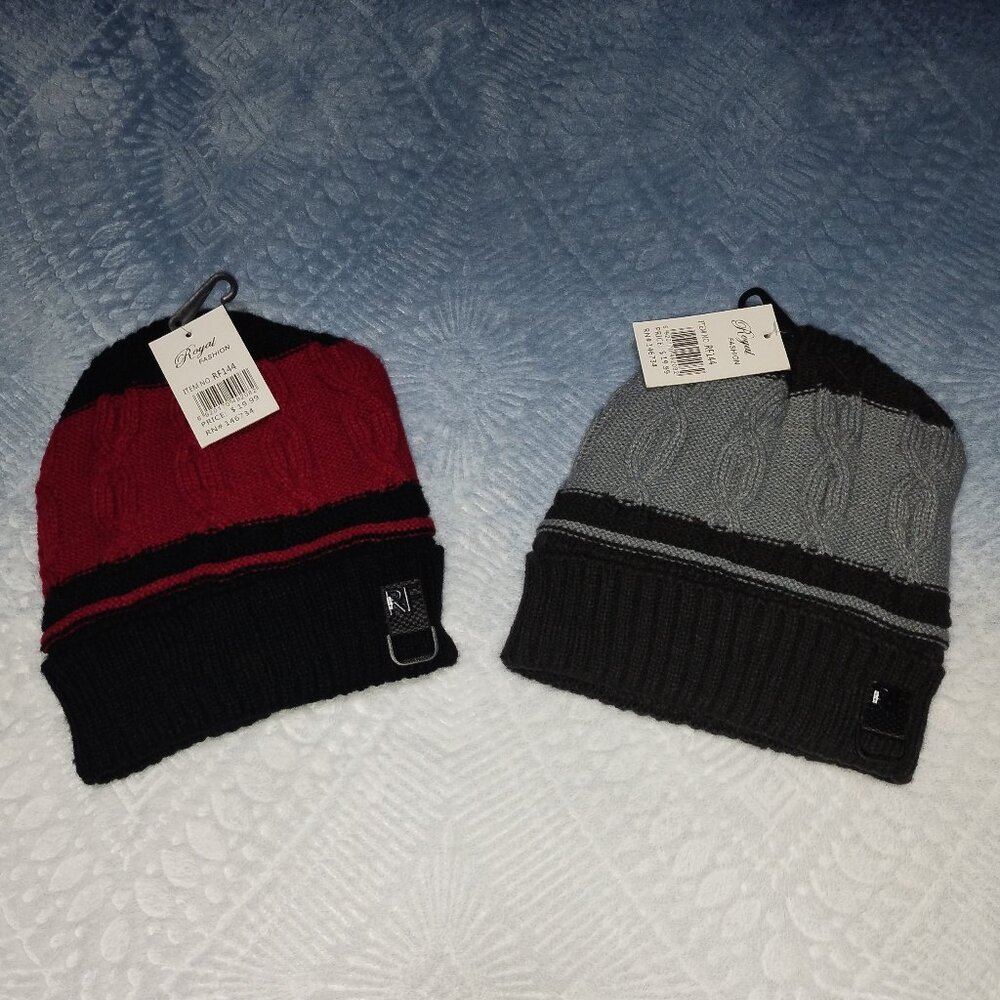 Royal Fashion Stocking Caps Lot of 2 Uni-sex. Faux fur inner lining. NWT. $40.00